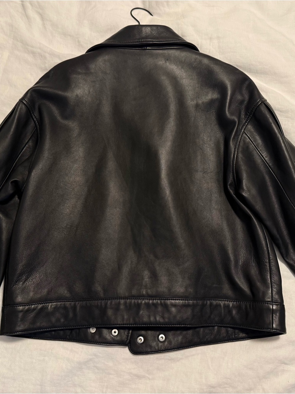 Uterque Black Leather Biker Jacket - Picture 3 of 5